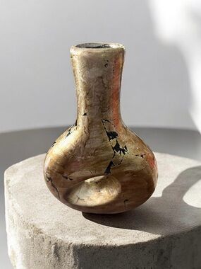 Gold Sculptural Ceramic Vase - Decorative Home Art